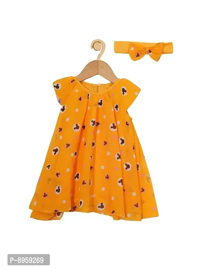 CREATIVE KIDS Girl All-Over Print Romper Dress with Lining Snap Button (Mustard; 1-2 Years)