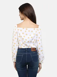 9 Impression Women Yellow  White Full Sleeves Polka-Dot Crop Top-thumb3