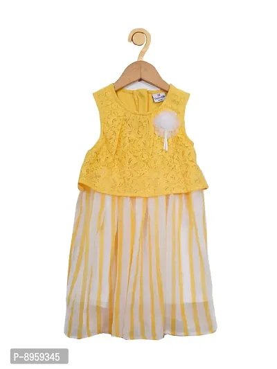 CREATIVE KIDS Girl Stripe Schiffli Layered A-Line Dress with Bow