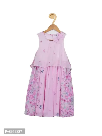 CREATIVE KIDS Girl Stripe Schiffli Layered A-Line Dress with Bow-thumb0