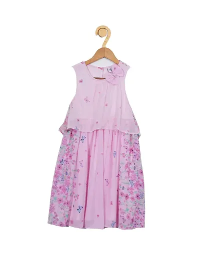 CREATIVE KIDS Girl Stripe Schiffli Layered A-Line Dress with Bow