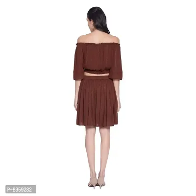 9 Impression Women's Off Shoulder Crop Tops  Skirts Set (Brown; X-Large)-thumb4