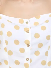 9 Impression Women Yellow  White Full Sleeves Polka-Dot Crop Top-thumb2