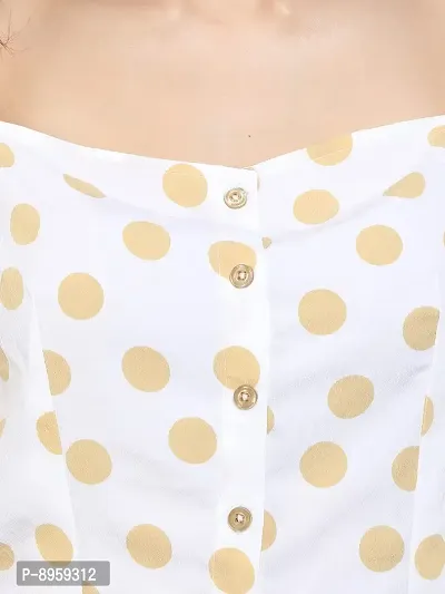 9 Impression Women Yellow  White Full Sleeves Polka-Dot Crop Top-thumb3