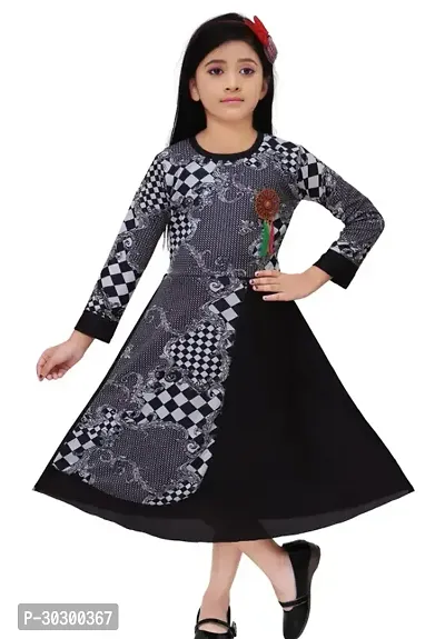 Fabulous Black Cotton Blend Printed Frocks For Girls Pack of 1-thumb0