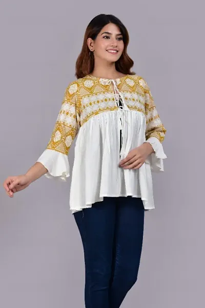 Fancy Front Open Embroidered Top