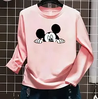 Elegant Pink Polyester Printed Full Sleeves Tshirt For Women-thumb1