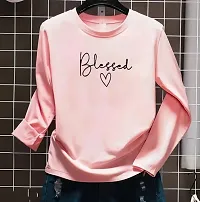 Elegant Pink Polyester Printed Full Sleeves Tshirt For Women-thumb1