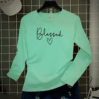 Elegant Green Polyester Printed Full Sleeves Tshirt For Women-thumb1