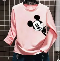 Elegant Pink Polyester Printed Full Sleeves Tshirt For Women-thumb1