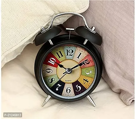 BHADANI SALES Alarm Clock Twin Bell Retro Black Metal for Bedside Table Vintage Silent Non-Ticking Old Fashioned Desk Clocks-thumb4