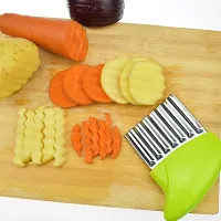 Bhadani Sales Potato Knife Crinkle Cutter, Stainless Steel Wavy Chopper, French Fries Maker | 18 X 11 X 1 cm | Pack 1 | Multicolor-thumb3