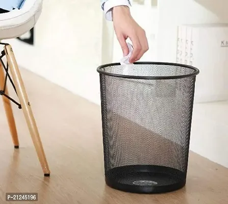 Bhadani Sales Metal Mesh Big Size Dustbin for Room for Kids,Waste Paper Basket, 235 X 265 X 190 MM, Black-thumb0