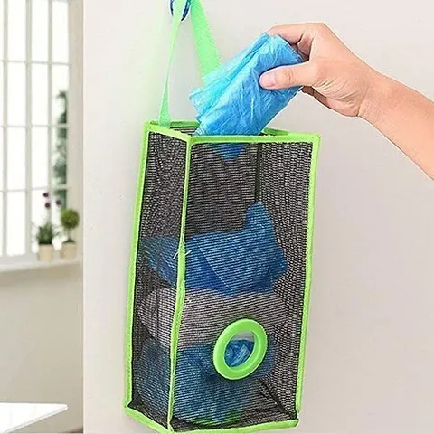 Winoso Trash Bags Organizer Plastic Bag Holder, Dispenser Hanging Storage Mesh Garbage Big/Recycling Grocery Shopping Pocket Hanging Containers for Kitchen multicolor