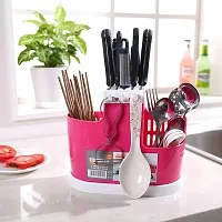 Bhadani Sales Multi Functional Plastic Basket Chopsticks, Spoons, Knife  Other Kitchen Cutlery Storage Holder Stand(1 Pieces), 20.5 x 11 x 14 cm, Multicolour-thumb1