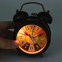 BHADANI SALES Alarm Clock Twin Bell Retro Black Metal for Bedside Table Vintage Silent Non-Ticking Old Fashioned Desk Clocks-thumb1