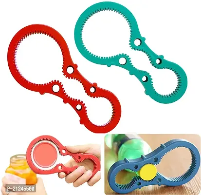 Bhadani Sales 3in1 Container Bottle Jar Lid Can Opener Hand Easy Twist Kitchen Tool Silicon Jar Opener Screw Cap Jar Bottle Wrench Red, Green, Blue Random Color (Multicolored)