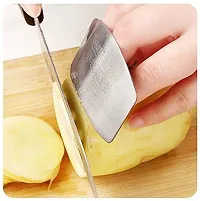 Bhadani Sales Stainless Steel Finger Protector Knife Slice Cutting chop Shield Safe Protection Hand Guard Knife Slice Cutting Chop Shield1 Piece, Silver-thumb3