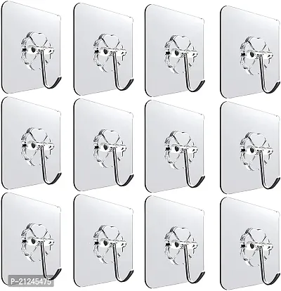 Bhadani Sales Wall Hanger Hook, Bathroom Kitchen Transparent Reusable Seamless Scratch Wall Hooks for Towel Loofah Bathrobe Coats Ceiling Hanger (12)-thumb0