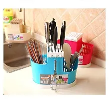 Bhadani Sales Multi Functional Plastic Basket Chopsticks, Spoons, Knife  Other Kitchen Cutlery Storage Holder Stand(1 Pieces), 20.5 x 11 x 14 cm, Multicolour-thumb3