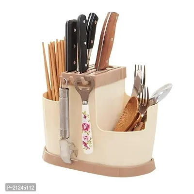 Bhadani Sales Multi Functional Plastic Basket Chopsticks, Spoons, Knife  Other Kitchen Cutlery Storage Holder Stand(1 Pieces), 20.5 x 11 x 14 cm, Multicolour-thumb0