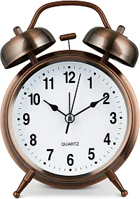 Bhadani Sales Alarm Clock for Home Brass Copper Alaram Table Watch Twin Bell Time Piece with Alarm Clock for Students, Home Bedroom Perfect for Heavy Sleepers-thumb2