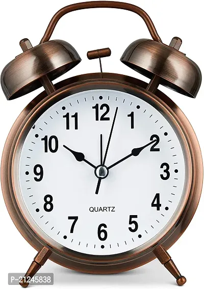 Bhadani Sales Alarm Clock for Home Brass Copper Alaram Table Watch Twin Bell Time Piece with Alarm Clock for Students, Home Bedroom Perfect for Heavy Sleepers-thumb3