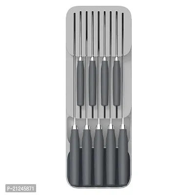 Bhadani Sales Knife Organizer for Kitchen Drawer 2 Tier Knife Holder Drawer Storage for Knife Drawer Organizer | 39.5 x 13 x 4 cm | Grey-thumb2