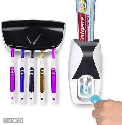 Styxon Automatic Toothpaste Dispenser, Press To Paste Toothpaste Squeezer And 5 Toothbrush Holders Bathroom Organizer | 65 X 441 X 26 In | Multi(acrylonitrile_butadiene_styrene;Plastic)