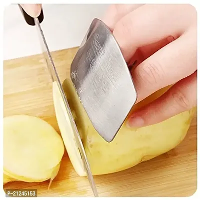 Bhadani Sales Sainless Steel Finger Guard Cut Cutting Protector 2.6 Inches Stainless Steel Finger Protector Knife Cutting-thumb3