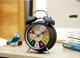 BHADANI SALES Alarm Clock Twin Bell Retro Black Metal for Bedside Table Vintage Silent Non-Ticking Old Decorative Desk Clocks-thumb1