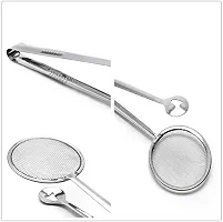 Bhadani sales Stainless Steel Fine Mesh Strainer Oil-Frying Filter Spoon Ladle Colander Clip Skimmer for Fried Food, Salad, BBQ Multi-Functional Kitchen Tool 2 in 1 Stainless-Steel (Pack - 1)-thumb4