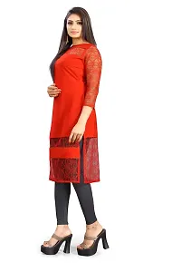 Beautiful American Crepe Floral Design Net With Samosa Lace Work Kurti Pack Of 2-thumb2