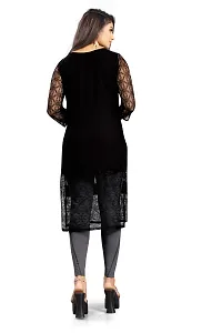 Beautiful American Crepe Floral Design Net With Samosa Lace Work Kurti Pack Of 2-thumb1