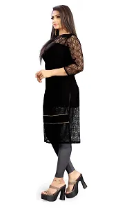 Beautiful American Crepe Floral Design Net With Samosa Lace Work Kurti Pack Of 2-thumb2