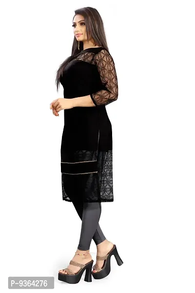 Beautiful American Crepe Floral Design Net With Samosa Lace Work Kurti Pack Of 2-thumb3