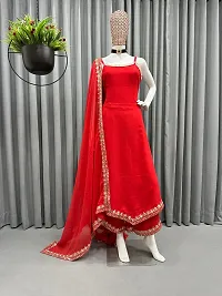 A-Line Red  Georgette Kurta For Women-thumb2