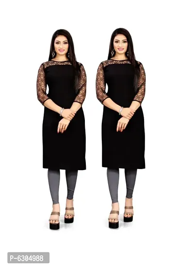 Straight  Crepe Rassal Net Combo Kurta Pack Of 2-thumb0