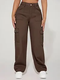 Stylish Brown Denim Solid Mid Rise Jeans For Women-thumb2