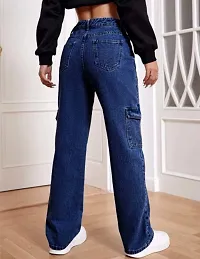 Stylish Blue Denim Solid Mid Rise Jeans For Women-thumb1