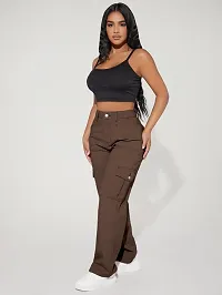 Stylish Brown Denim Solid Mid Rise Jeans For Women-thumb1