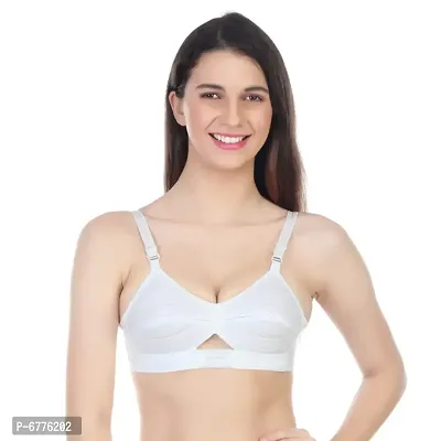 White Cotton Self Design Bras For Women