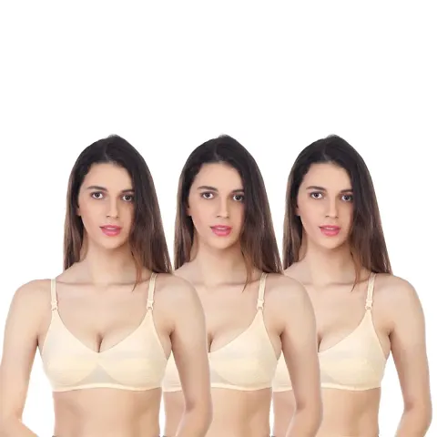 Pack Of 3 Cotton Solid Bras