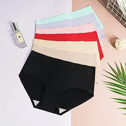 Women Super Soft Imported Cotton Hipster Ladies Plain Bright Panty  Innerwear Inner Elastic Underwear Combo- Random Colors (Pack of 3)