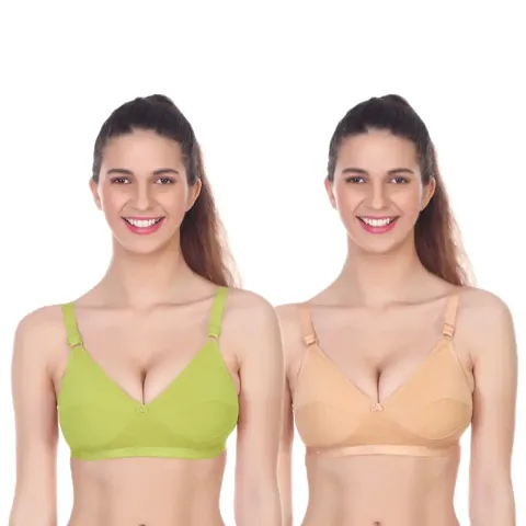 Stylish Blend Solid Bras For Women Pack Of 2