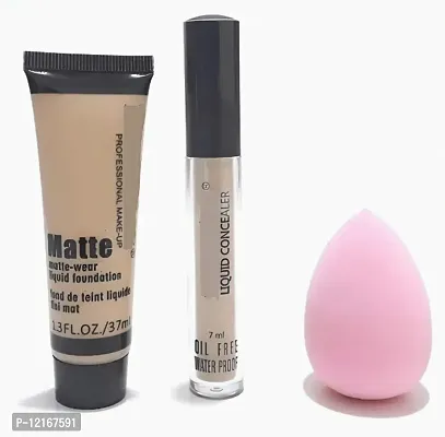 NEW MAKEUP COMBO PACK OF 1PCS METTE FOUNDATION AND 1PCS LIQUID CONCELAR AND 1PCS OF PUFF
