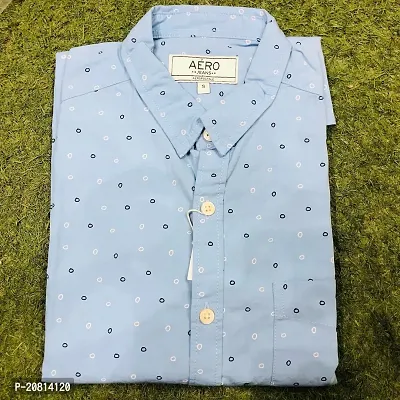 Reliable Blue Cotton Blend Printed Long Sleeves Casual Shirts For Men