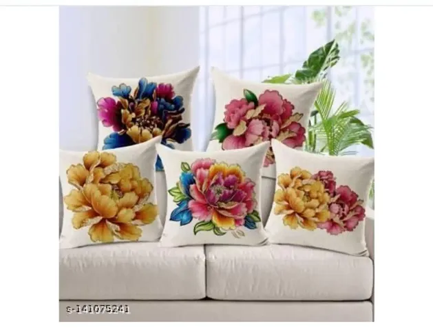 Jute Printed Cushion Cover Set Of 5