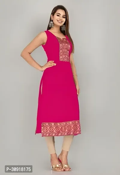 Stylish Pink Rayon Printed Kurta For Women-thumb0