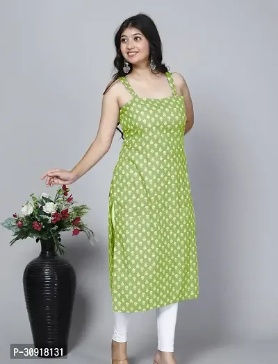 Stylish Green Rayon Printed Kurta For Women